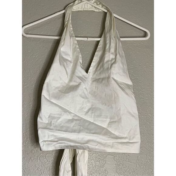 Lafayette 148 white halter tie wrap shirt top 10 - Picture 2 of 3